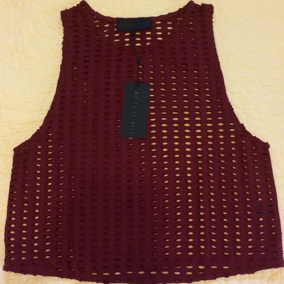 Kendall & Kylie Laser Cut Scoop Neck Tank Top Semi Sheer Summer ,Size S,NEW - Picture 6 of 10